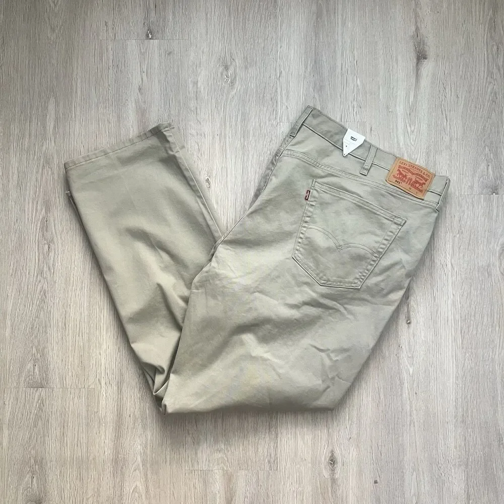 Levi's 541 Athletic Taper Mens Jeans 50x34 Tan Khaki Stretch NWT
